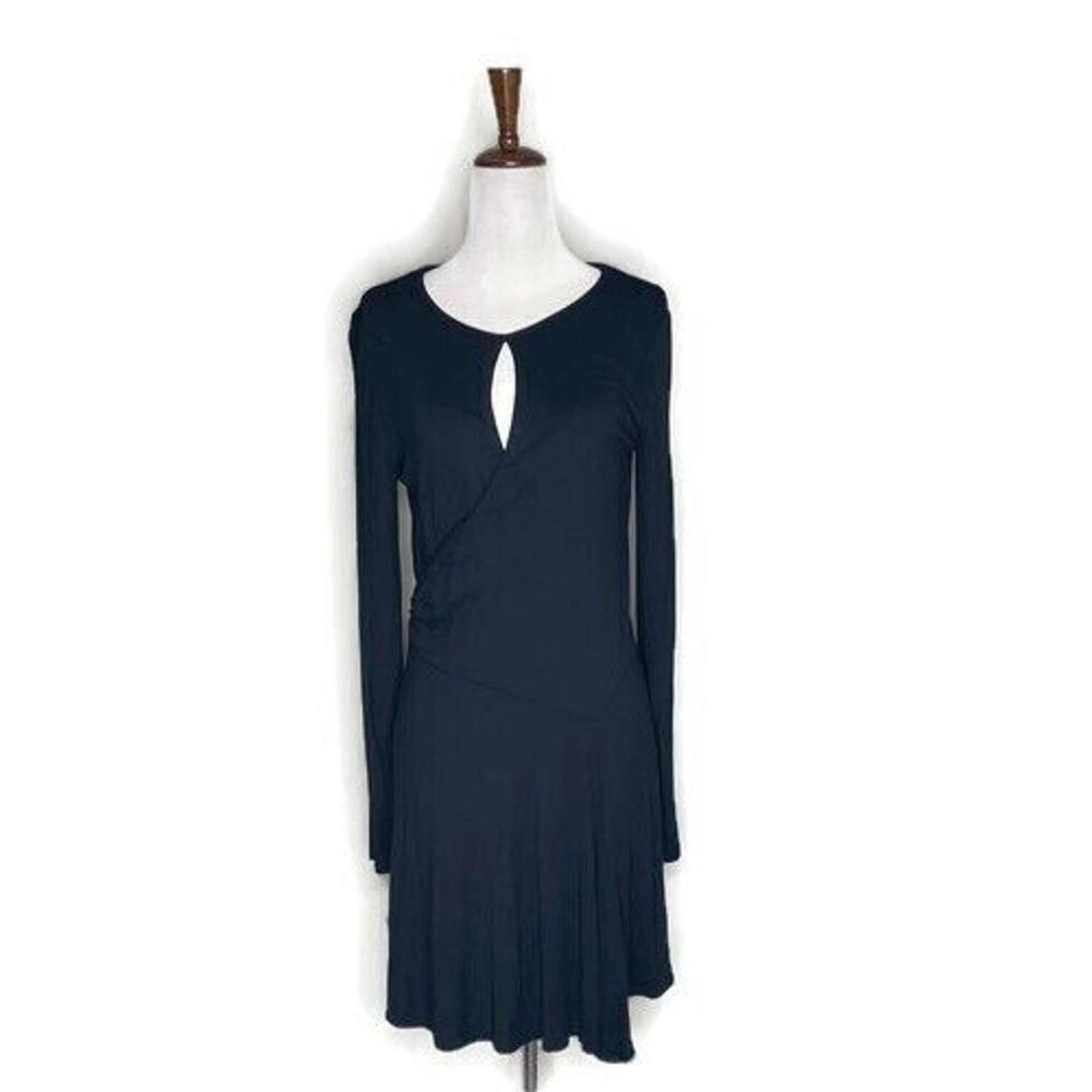 Free People Beach Vance Faux Wrap Keyhole Mini Dress Long Sleeve Knit Stretch M - Picture 2 of 6